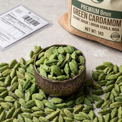 Premium Indian Green Cardamom Pods (7mm–8mm) | Whole Elaichi Export Grade – Authentic Kerala Origin
