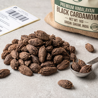 Indian Black Cardamom Whole (Large Smoky Pods) – For Export