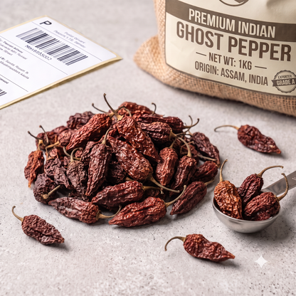 Whole Dehydrated Ghost Pepper (Bhut Jolokia) – 10kg Export Pack